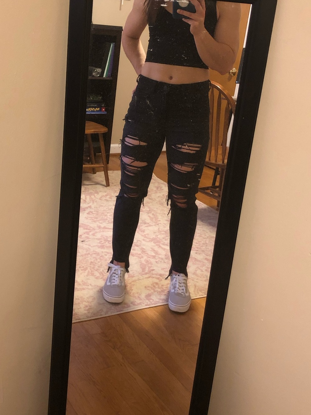 American Eagle black size 4 strigid ripped jeans